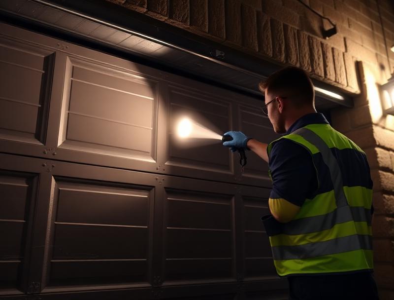 Professional garage door emergency service service showing certified technician at work